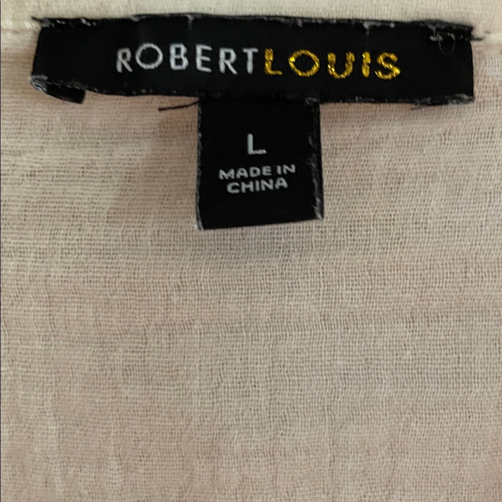 Robert Louis Lightweight Button-Up Gauze Shirt in Ivory - Picture 2 of 3